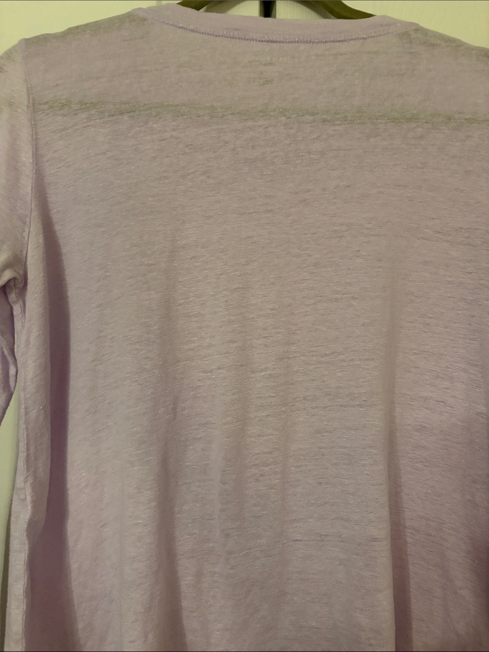 Eileen Fisher Soft Lavender Long-Sleeve Crewneck 100% Organic Linen XXS - Picture 5 of 7